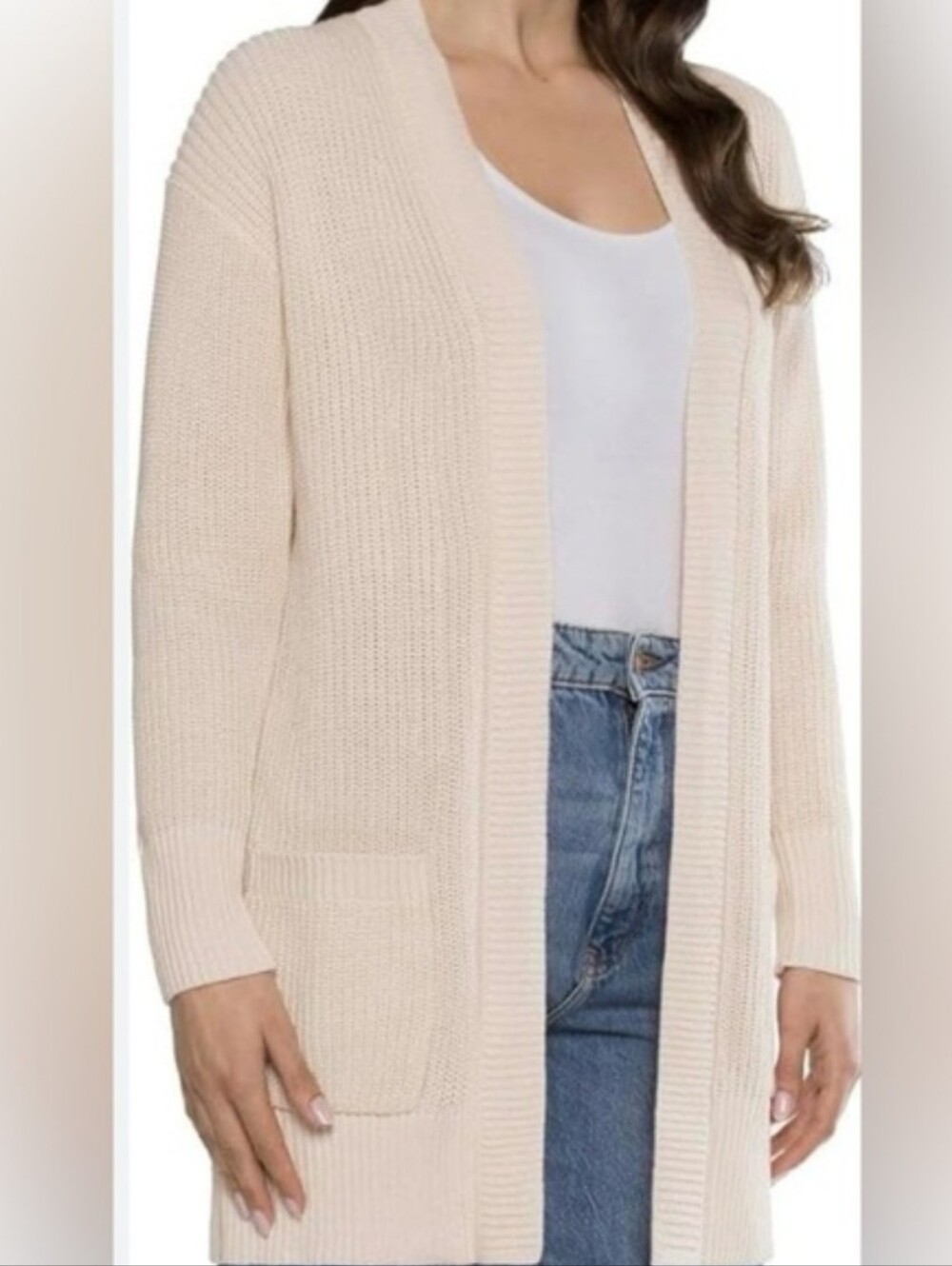 Max and Mia Cream Open-Front Knit Cardigan, NWT